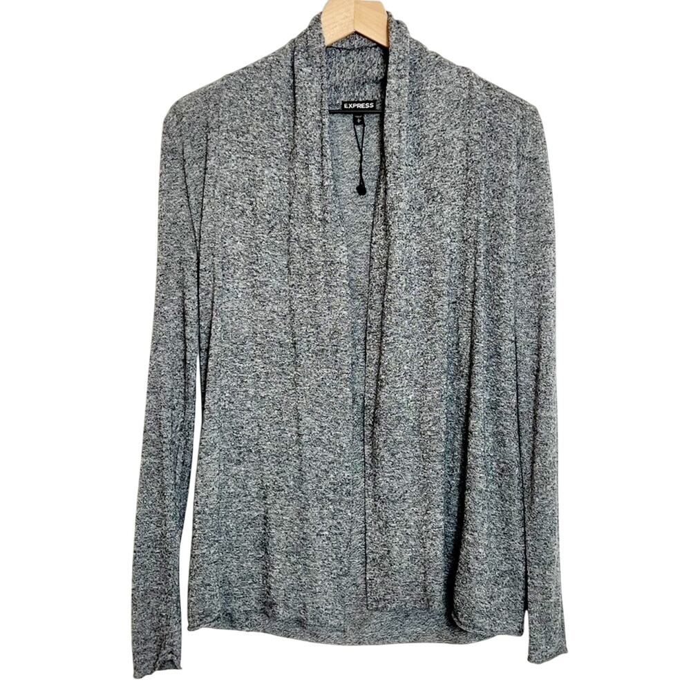 Express Grey Women Long Sleeve Viscose Polyester Cotton Cardigan Size Small
